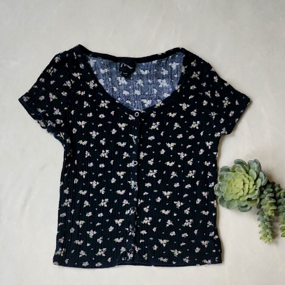 Floral Black Kids Tee